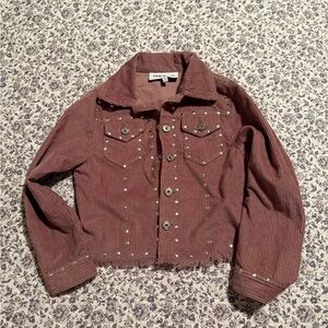 💗Girl’s Steve Madden Studded Mauve Corduroy Jacket size 7 like new